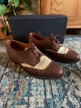 Polo Ralph Lauren men’s vintage leather/mesh lace up shoes 8.5 D